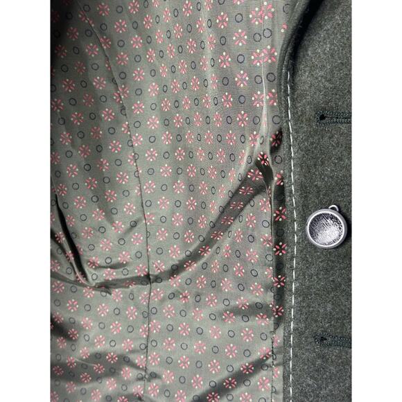 Christa Moden VTG Wool Green Blazer Lined Military Unique Short Jacket Retro WM - Picture 7 of 7